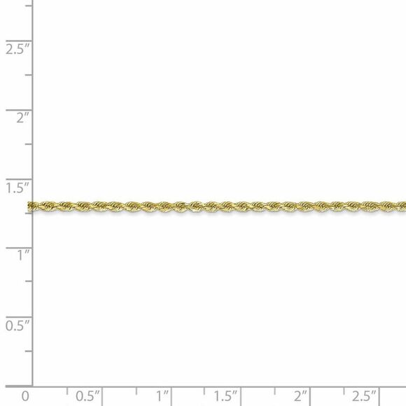 2mm 10k Yellow Gold Diamond Cut Solid Rope Chain Necklace, 16 Inch